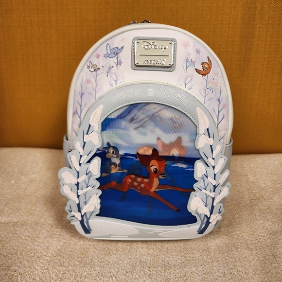 Loungefly Disney Bambi on Ice Lenticular Mini Backpack Flocked Funko Pop Set NEW - Picture 6 of 16